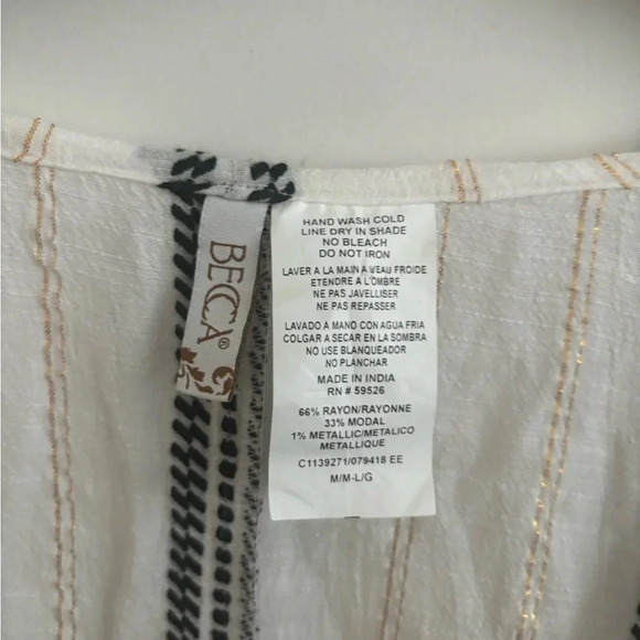 Becca Radiance Woven Tunic Striped Kaftan Beach Cover Up Flowy ResortWear - Picture 4 of 4